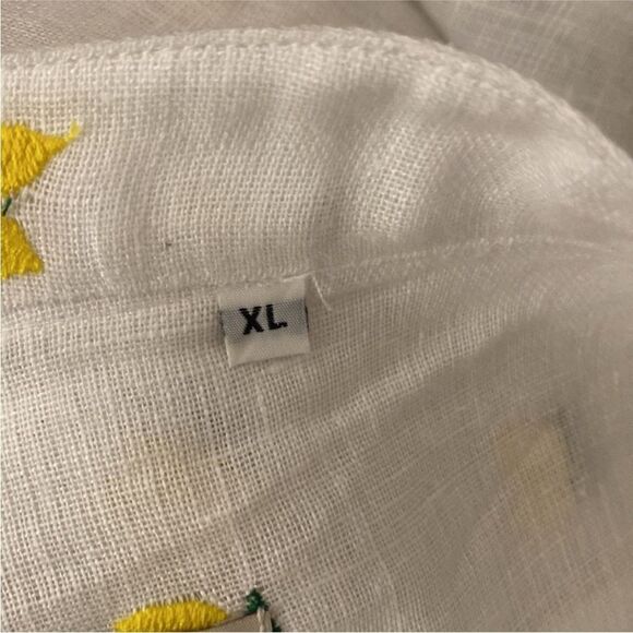 Puro Lino 100% linen lemon 🍋 embroidered blouse, XL - Picture 9 of 10